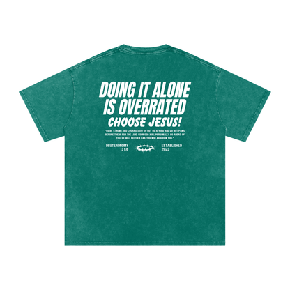 Snow Washed Oversized Cotton T-Shirt