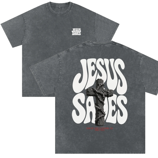 Jesus Saves Snow Washed Tee