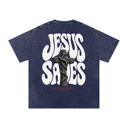 Jesus Saves Snow Washed Tee