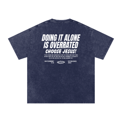 Snow Washed Oversized Cotton T-Shirt