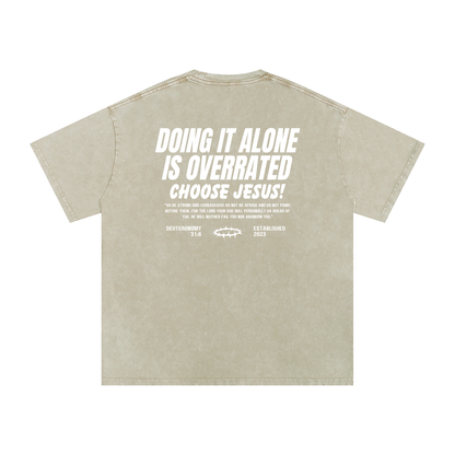 Snow Washed Oversized Cotton T-Shirt