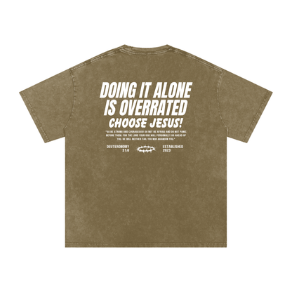 Snow Washed Oversized Cotton T-Shirt