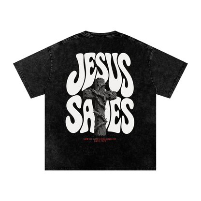 Jesus Saves Snow Washed Tee